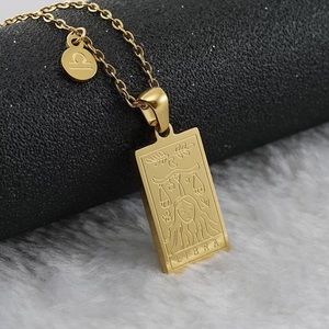 18k Gold Libra Necklace • Dainty Tag Pendant Necklace • Spiritual • Zodiac